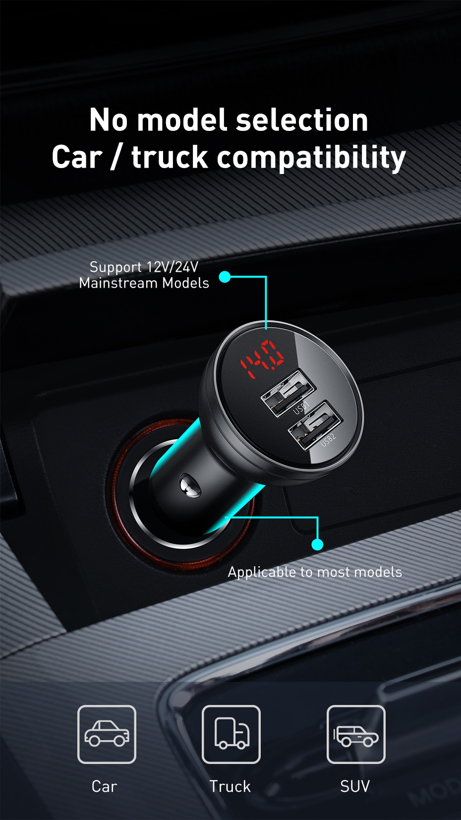 Автомобильное зарядное устройство Baseus на 24 Вт за $5 | gagadget.com